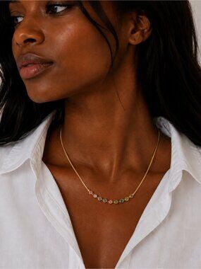 New! Preppy Classic Mixed Color Crystal Snake Chain Necklace NWOT 4007